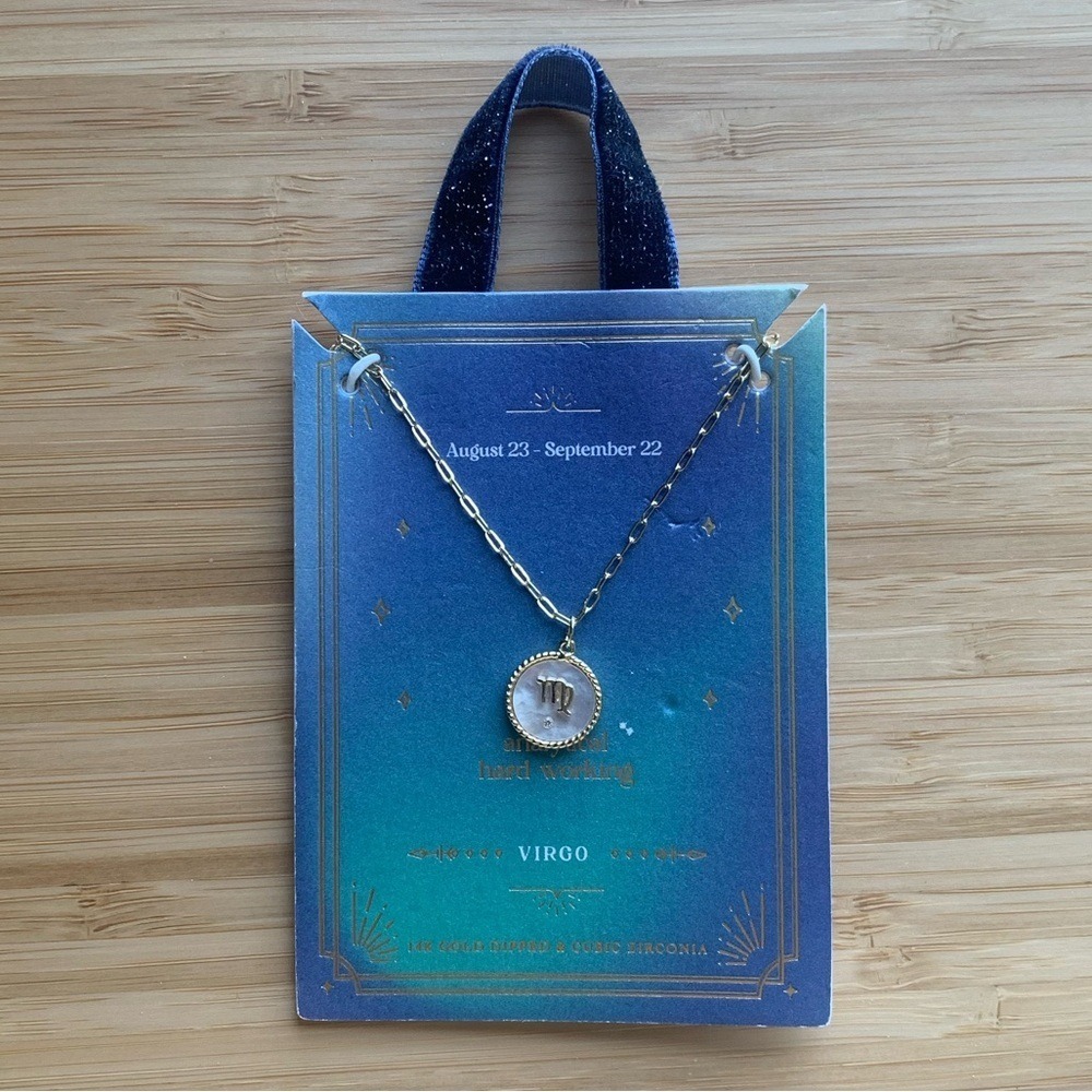 Beloved + Inspired 14K Gold Dipped Mother of Pearl Zodiac Pendant Necklace - NWT - Picture 4 of 6